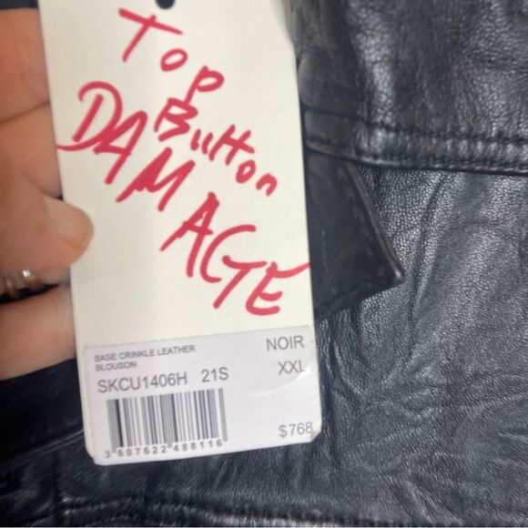 $768 Zadig & Voltaire Crinkle Leather Jacket NWT XXL  missing one button - Picture 6 of 11